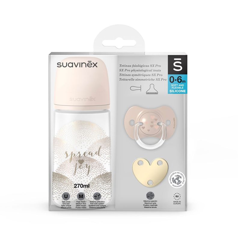 SET DE REGALO PARA BEBÉ 0/MESES SPREAD JOY BEIGE CON TETINA FISIOLÓGICA  SX PRO-0