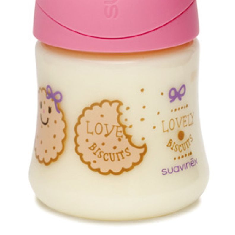 MAMADERA 150ML TETINA ANATÓMICA LATEX 0-6M GALLETA/ROSADA-2