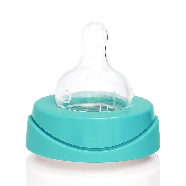 Mamadera de Vidrio Meaningful Celeste de 120ml con Tetina Redonda de Silicona Flujo Variable +0 mese-3