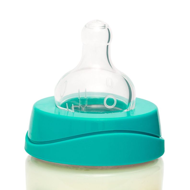 MAMADERA 150 ML TETINA REDONDA SILICONA DINO CELESTE +0M-1