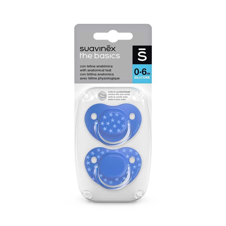 CHUPETE 0-6M (X2UDS) ANATÓMICO SILICONA  AZUL -0