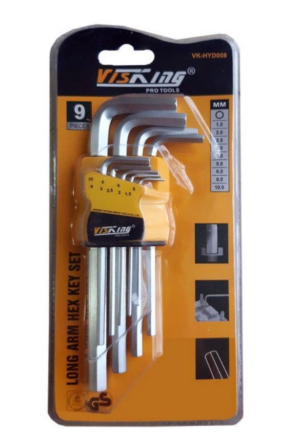 Set de Llaves Allen 9 Unidades Brazo Corto-1