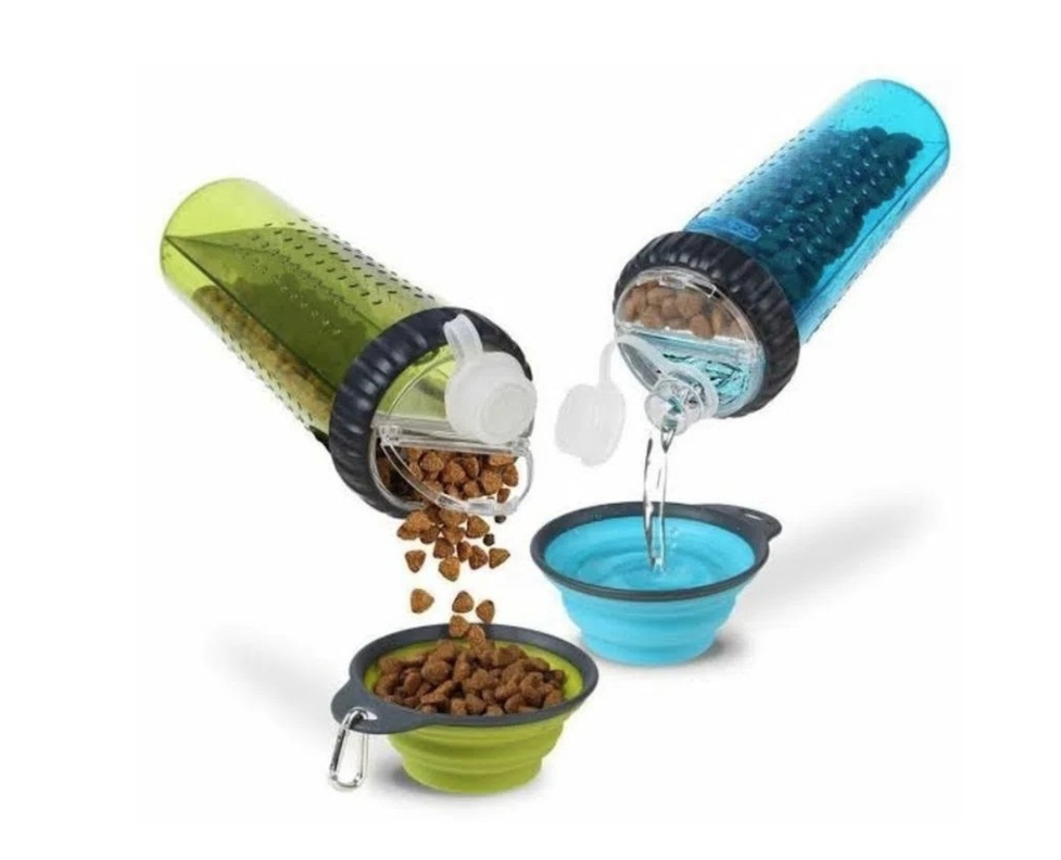 Botella Snack Duo Agua y Comida Para Perros + Plato De Regalo-4