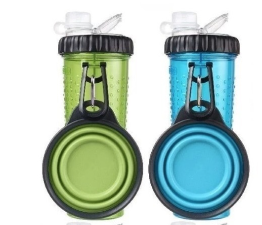 Botella Snack Duo Agua y Comida Para Perros + Plato De Regalo-1