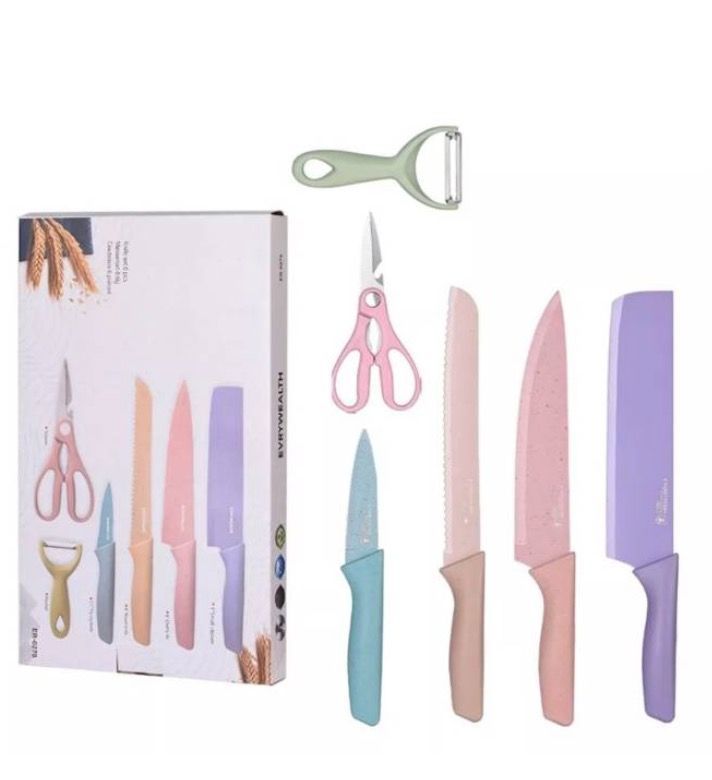 Set De Cuchillos 6 Piezas Recubrimiento Ceramica-1