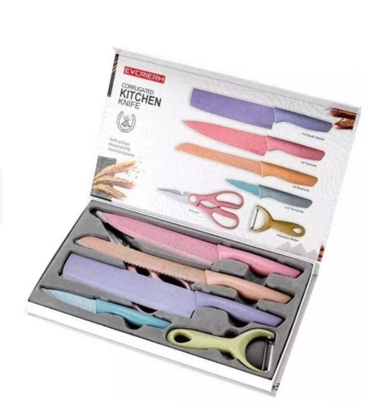 Set De Cuchillos 6 Piezas Recubrimiento Ceramica-4