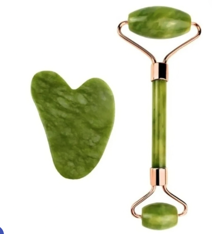 Rodillo Jade Masaje Facial + Piedra Gua Sha-0