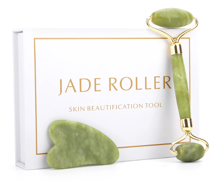 Rodillo Jade Masaje Facial + Piedra Gua Sha-2