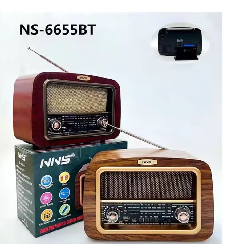 Radio Parlante Retro Recargable Usb Con Bluetooth Nns6655-0