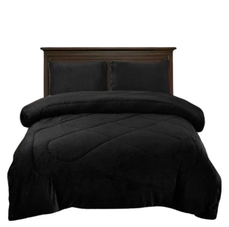 Cubrecama Sherpa Coral 2,00 x 2,30 LISO COLOR NEGRO 2P-1