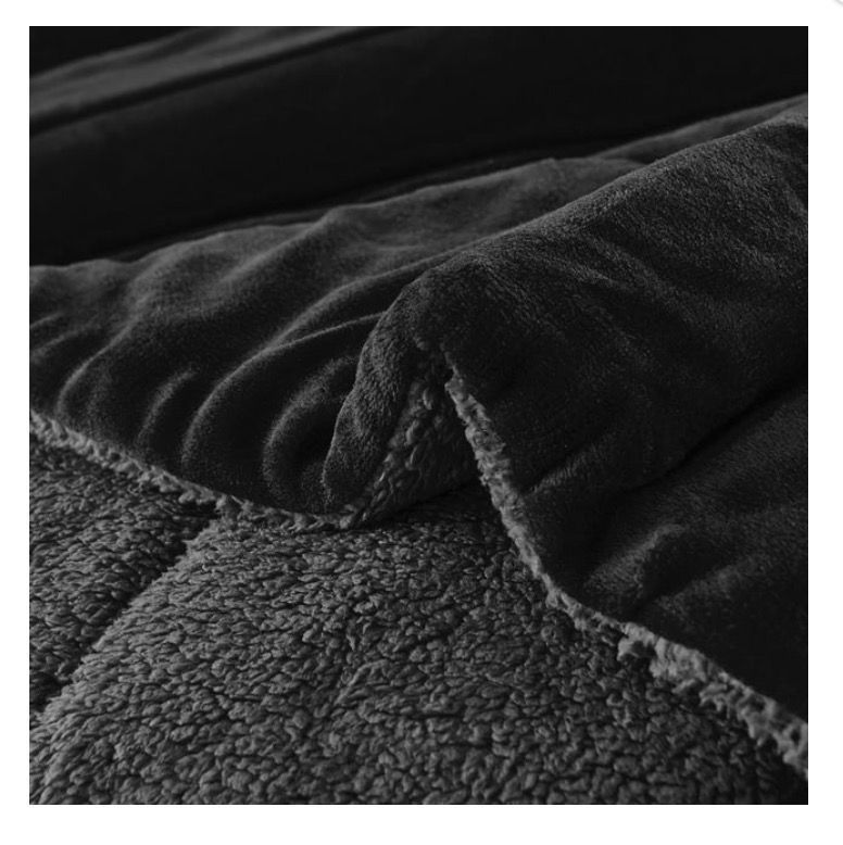 Cubrecama Sherpa Coral 2,00 x 2,30 LISO COLOR NEGRO 2P-3