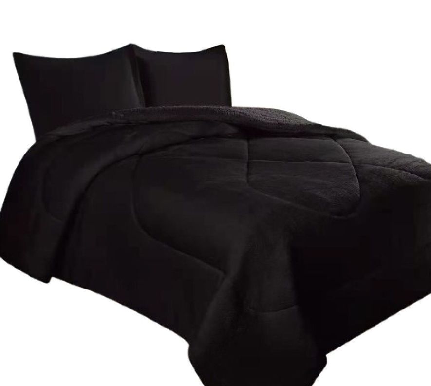 Cubrecama Sherpa Coral 2,00 x 2,30 LISO COLOR NEGRO 2P-4