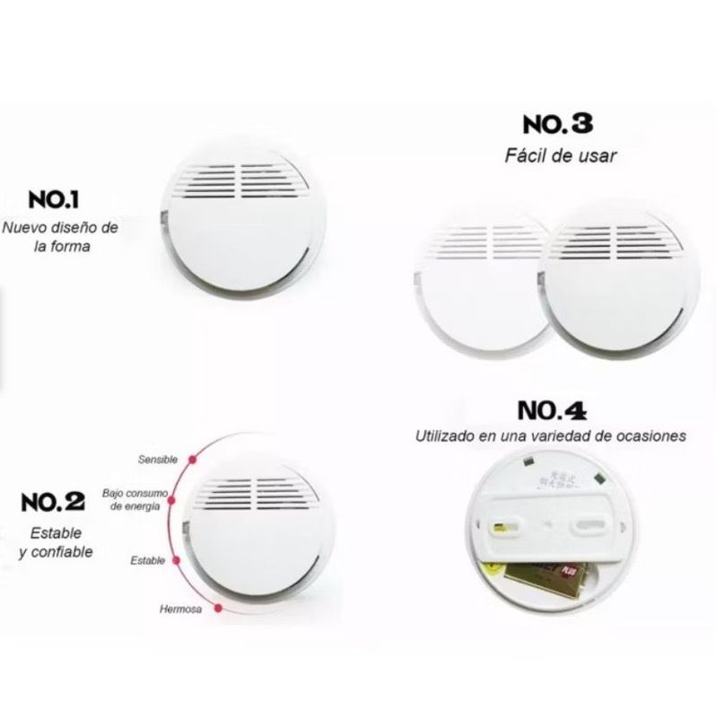 Pack x10 Alarma Inalambrico Detector Humo Contra Incendios Seguridad-4