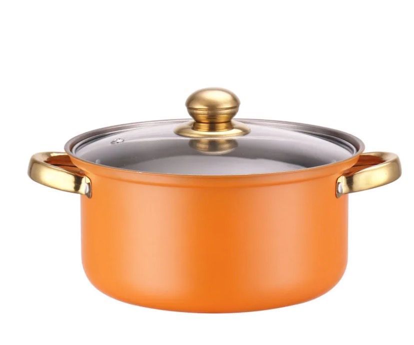 Juego De Ollas y Utensilios de Cocina 16-18-20-22-24cm 10P NARANJA-1