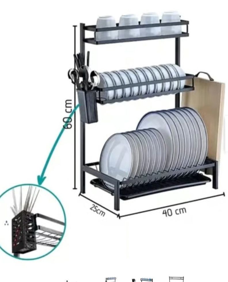 Escurridor De Platos 2 Pisos Metal Rack 14 platos-3