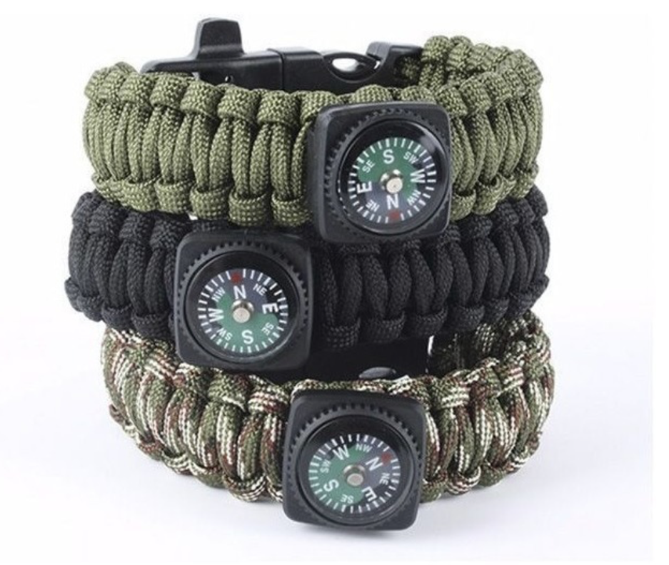 Pulsera Paracord Treking Y Escalada Supervivencia 5 En 1 Verde Camuflaje-2