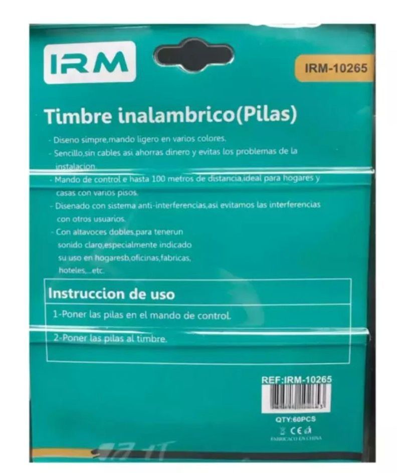 Timbre Inalámbrico Casa A Pila Mando A 100 Mts De Distancia 603D-1