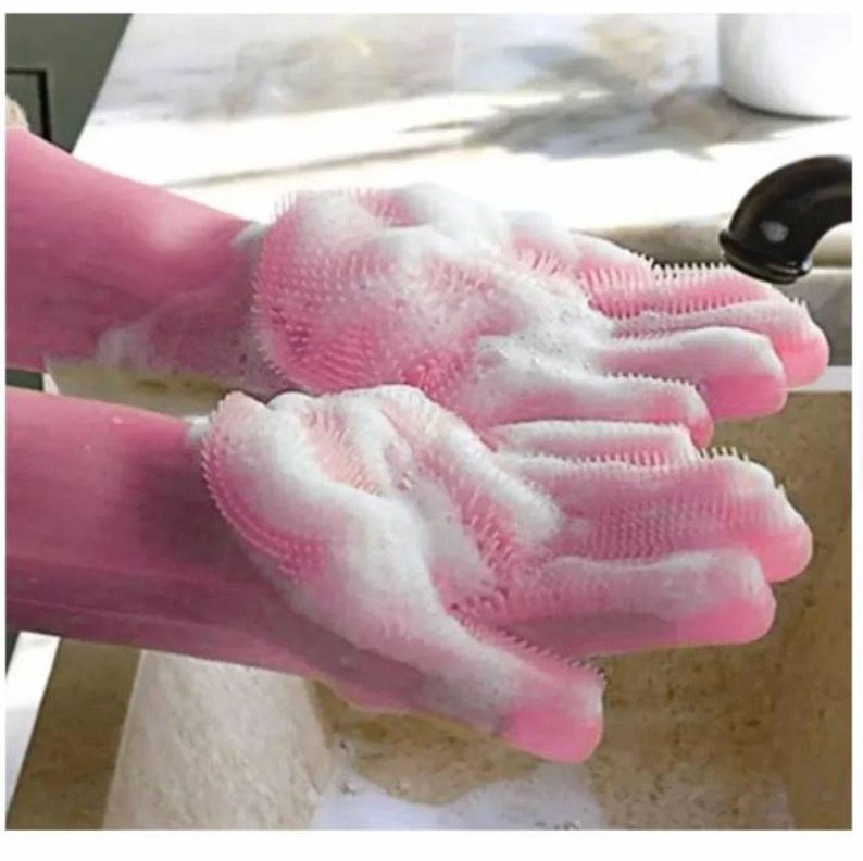 2 Guantes De Silicona Multiusos Mágicos Limpieza L-3