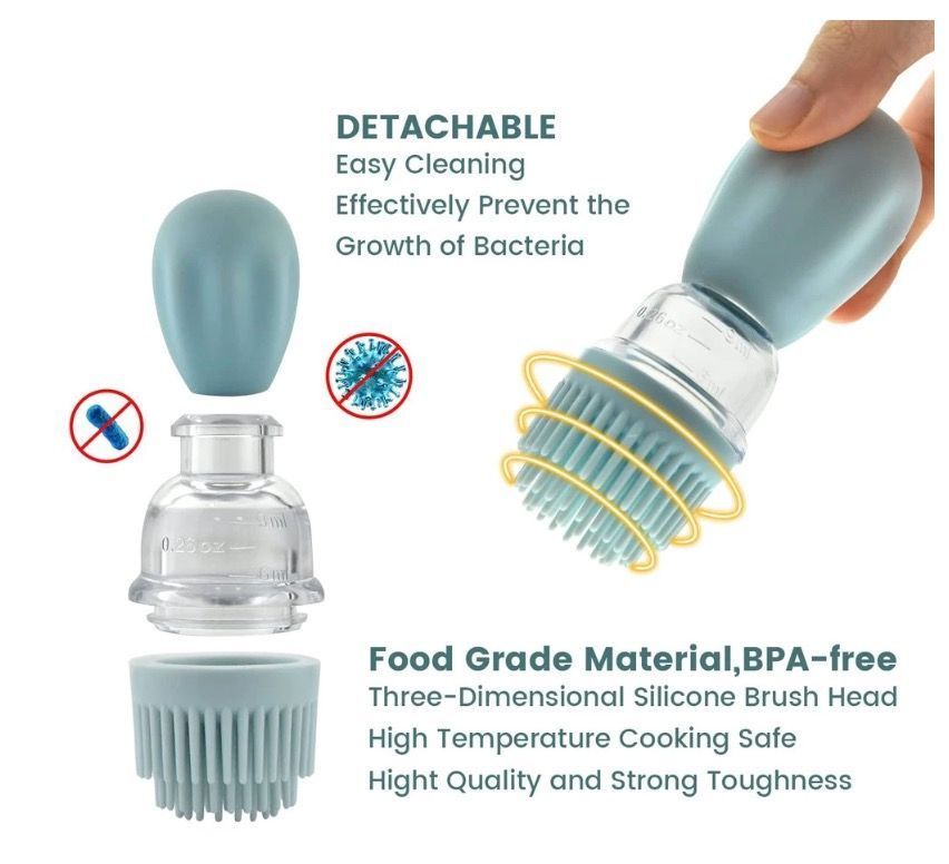 Botella de Aceite Rellenable Cepillo de Silicona 350 Ml Gris-2