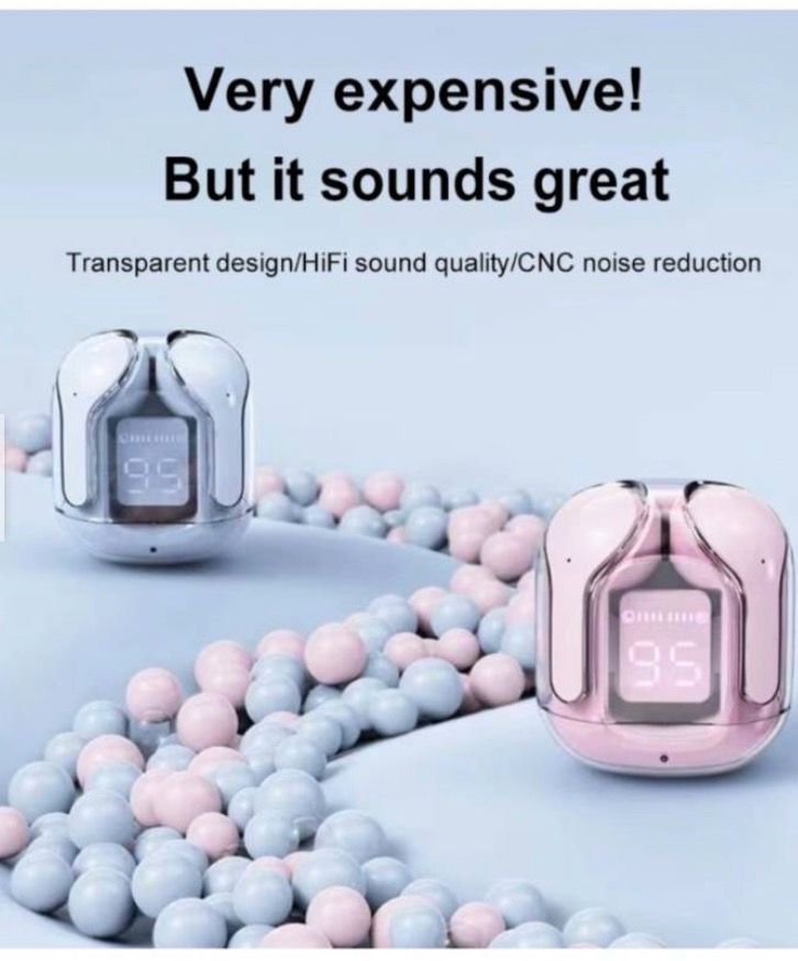 Audifonos Inalambricos Bluetooth Air31 Con Power Bank TransparenteLed-6