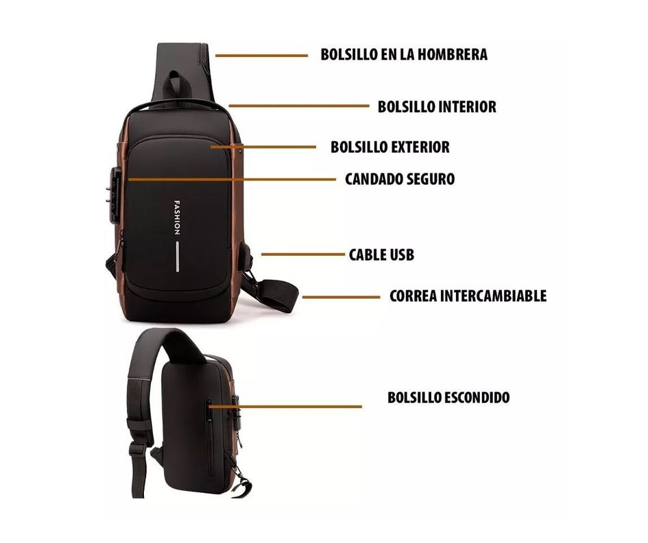 Bolso Manos Libres Mini Morral Para Hombre Tipo Pechera-4
