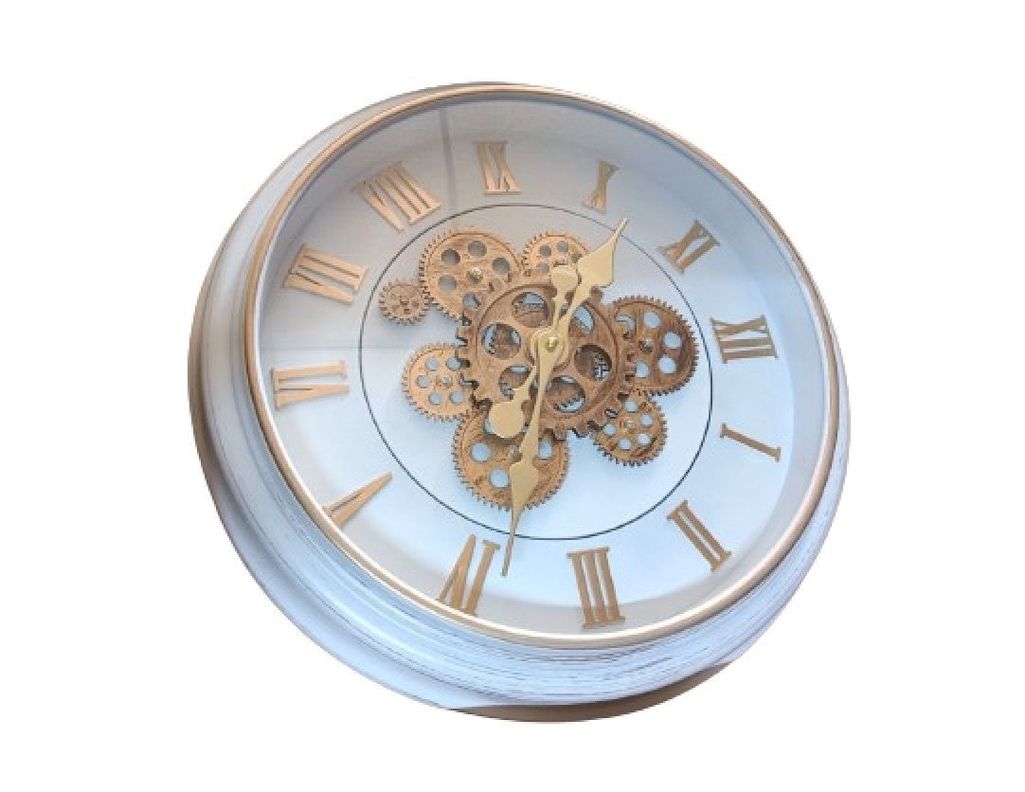 Reloj Mural Doble Mecanismo Funcional Independiente Cobre Fondo Blanco-0