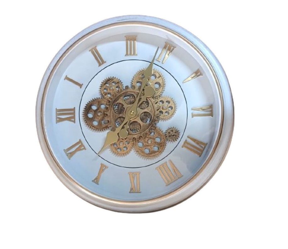 Reloj Mural Doble Mecanismo Funcional Independiente Cobre Fondo Blanco-1
