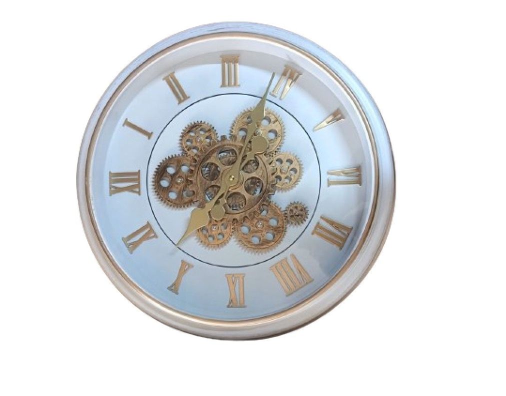 Reloj Mural Doble Mecanismo Funcional Independiente Cobre Fondo Blanco-2