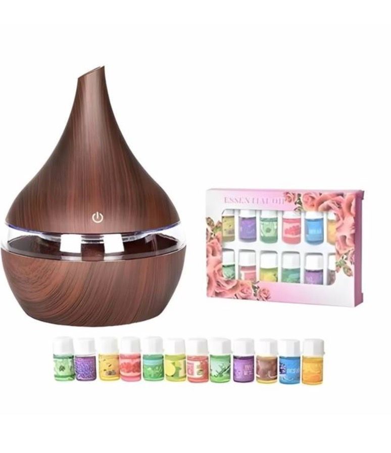 Humidificador Marrón Aromatizador Usb Difusor + 12-1