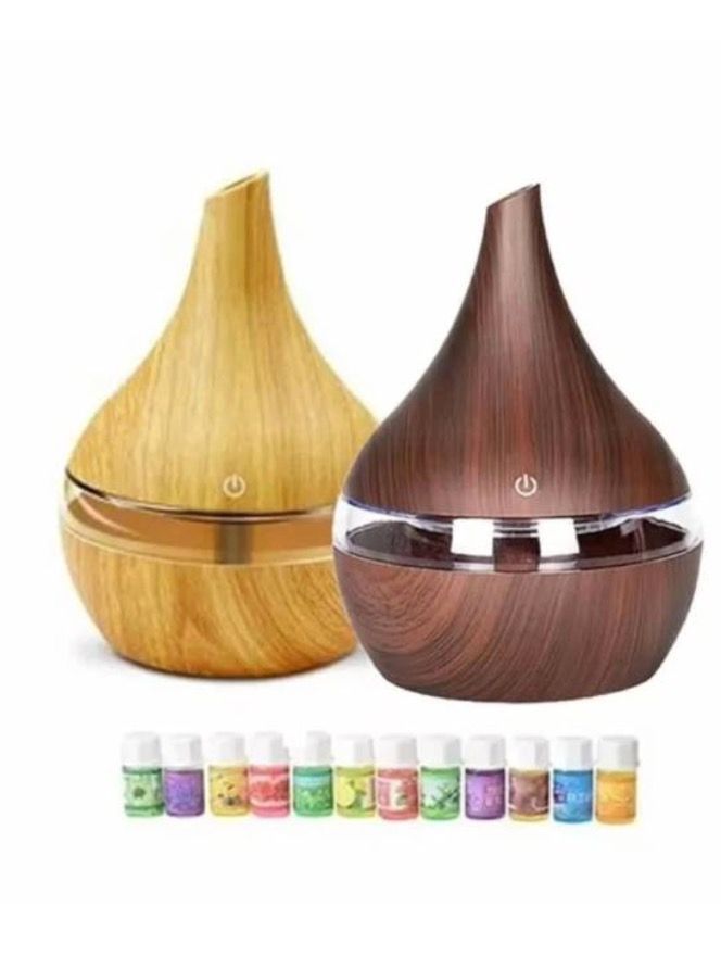 Humidificador Marrón Aromatizador Usb Difusor + 12-0