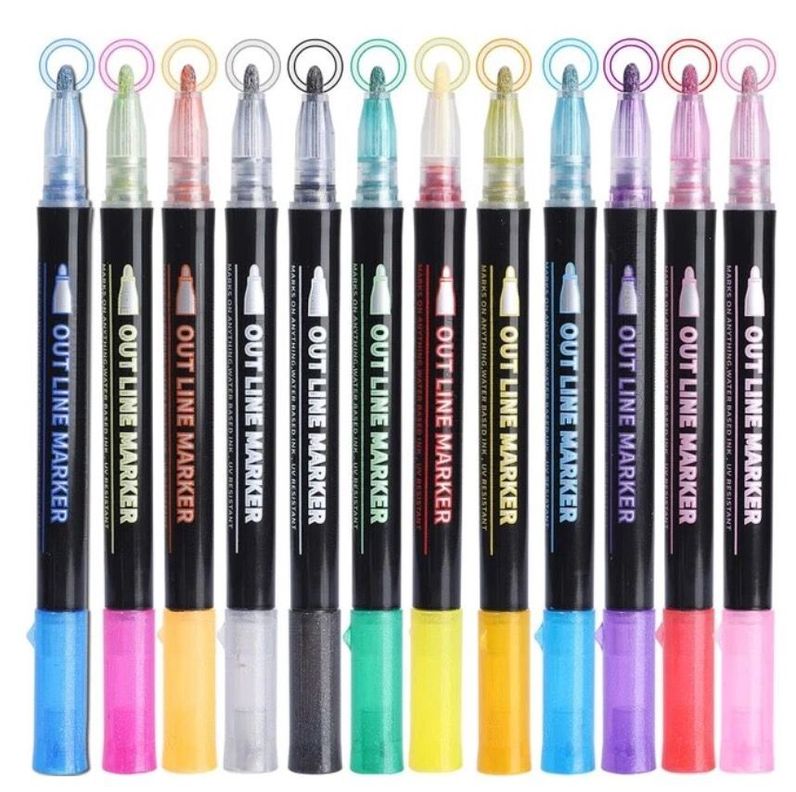 Pack 24 Rotuladores de Colores Contorno Doble Linea-1
