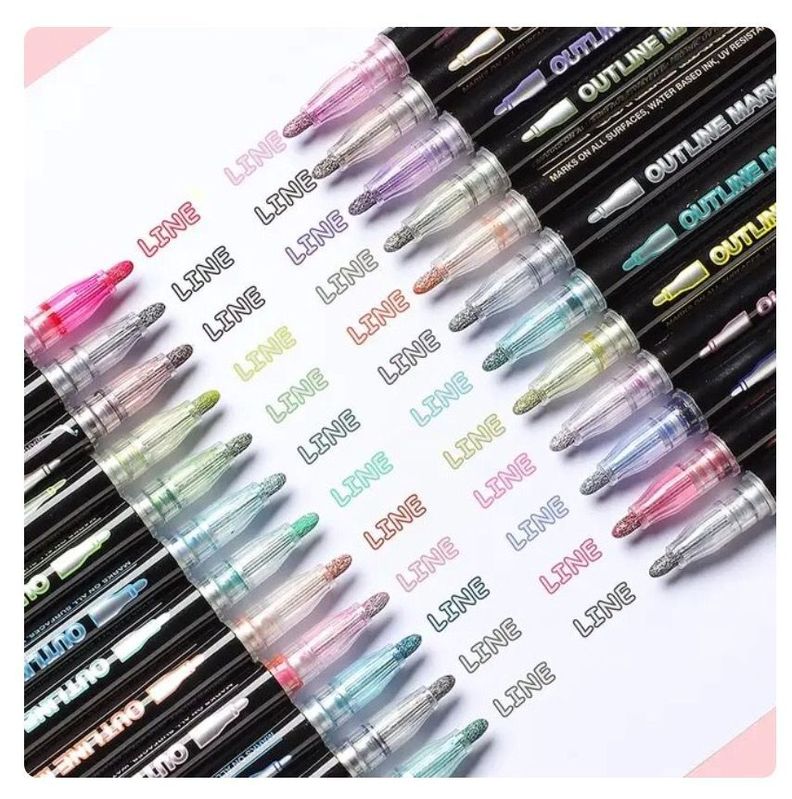 Pack 24 Rotuladores de Colores Contorno Doble Linea-2