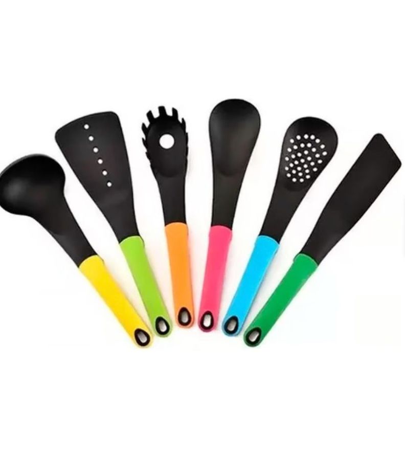 Set 6 Utensilios De Cocina Antiadherentes Mango De Silicona-1