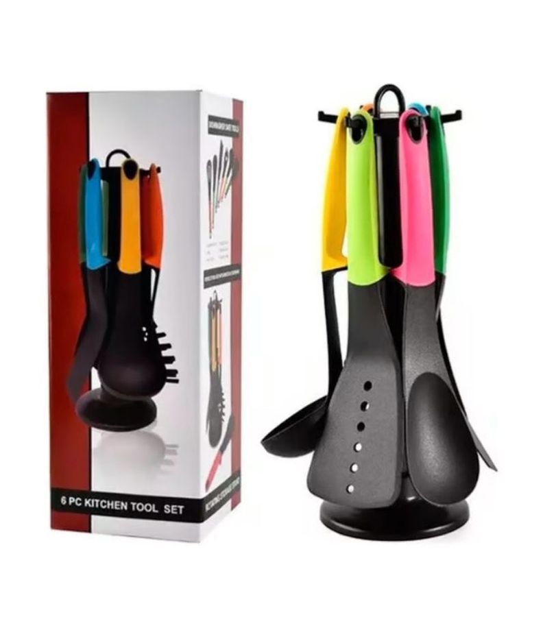 Set 6 Utensilios De Cocina Antiadherentes Mango De Silicona-2