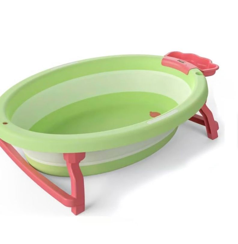 Tina Bañera Plegable Para Baño Bebé Verde con Termostato-0
