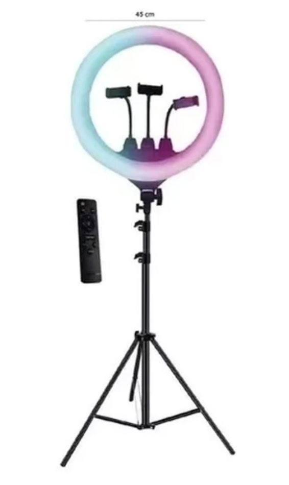 Aro de Luz Fotografia Led Selfie 45 cms 18" Rgb Tripode-0