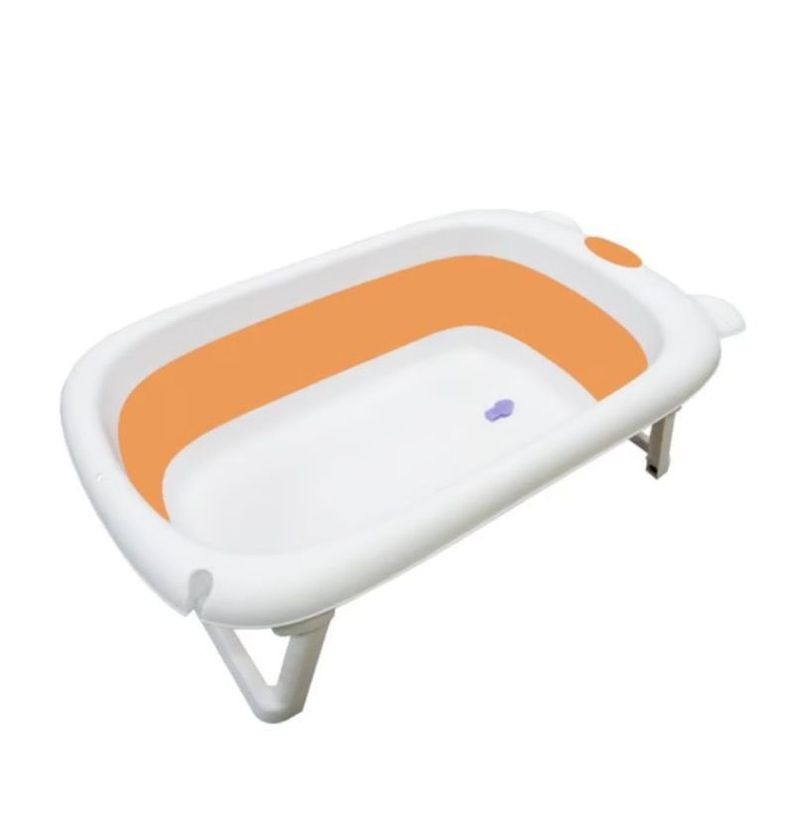 Bañera Plegable Portátil Para Niños Blanco-Naranja 25 Lts-0