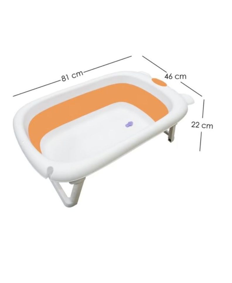 Bañera Plegable Portátil Para Niños Blanco-Naranja 25 Lts-5