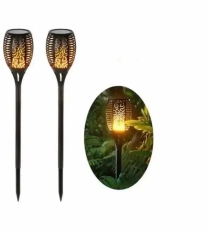 Luz Solar Estaca Estilo Antorcha Para Jardín -0