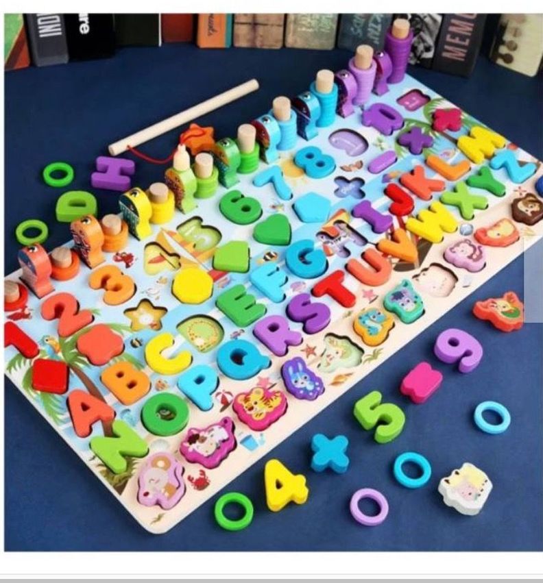 Juego Madera 7 En 1 Montessori Pesca Números -4