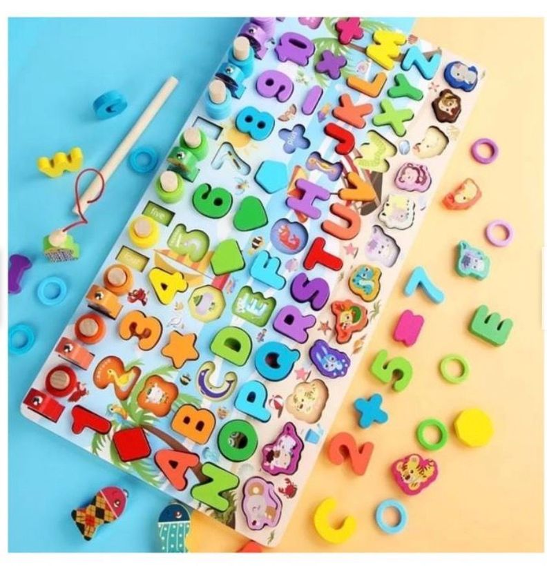 Juego Madera 7 En 1 Montessori Pesca Números -2