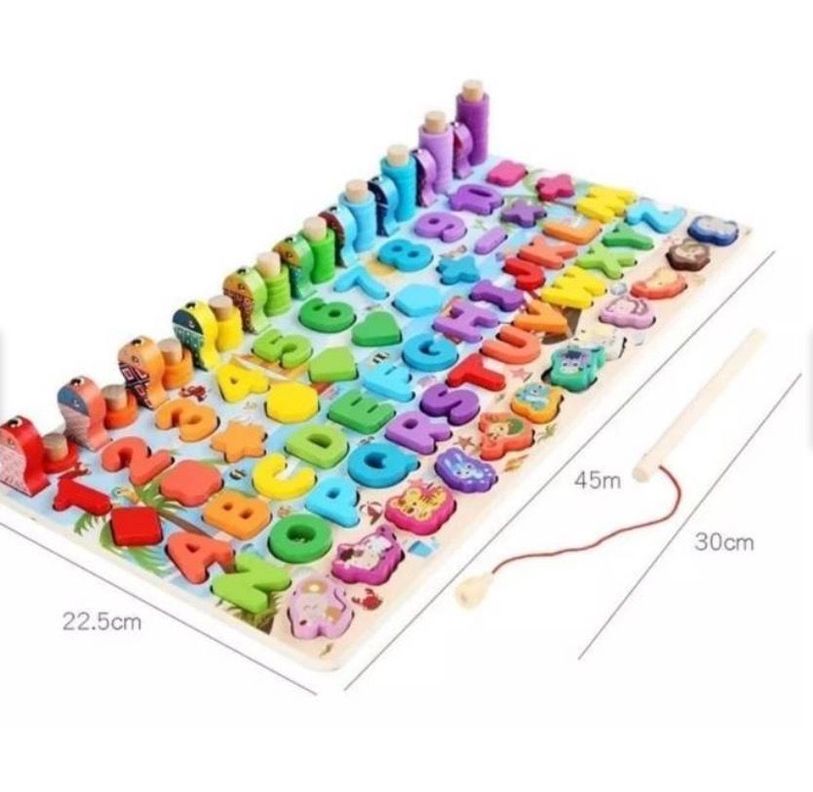 Juego Madera 7 En 1 Montessori Pesca Números -1
