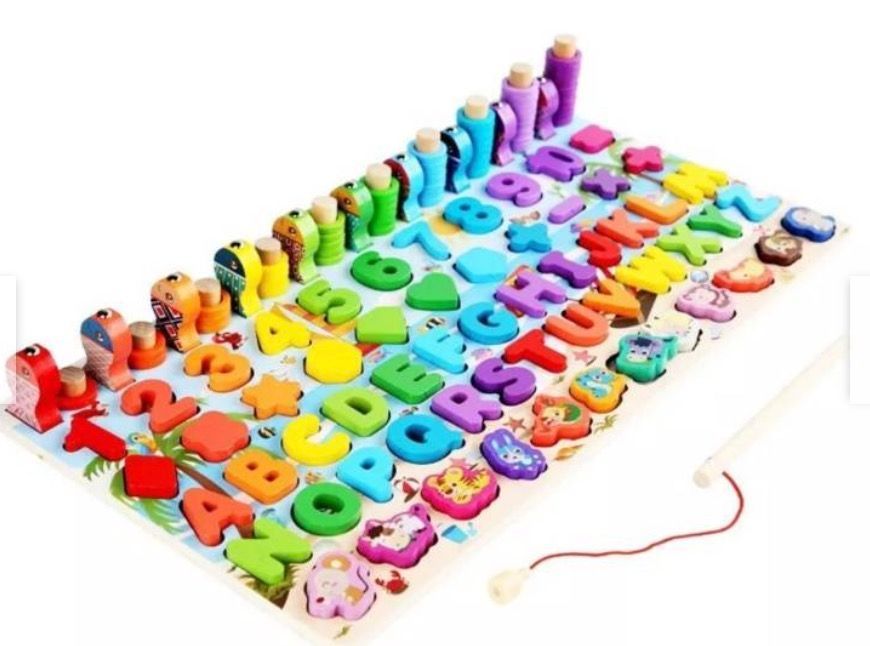 Juego Madera 7 En 1 Montessori Pesca Números -0