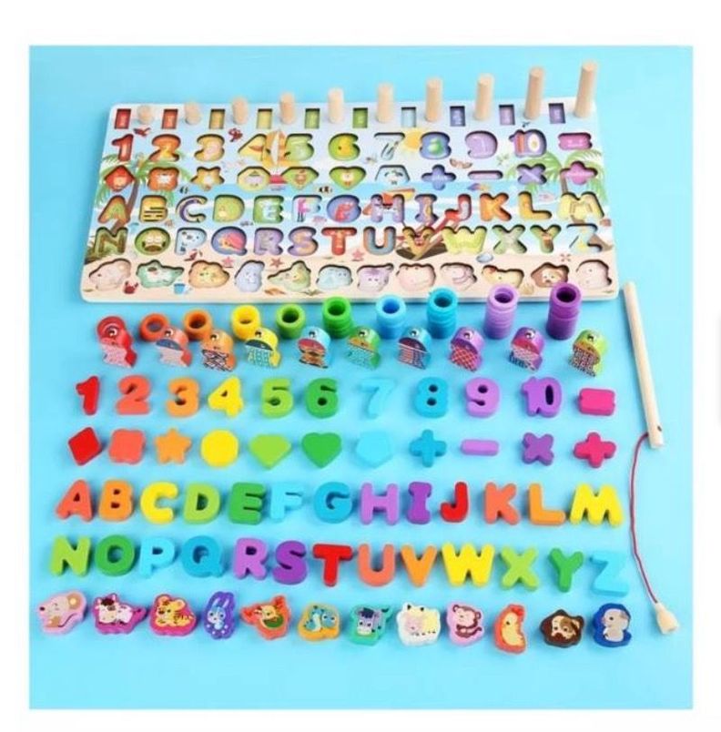 Juego Madera 7 En 1 Montessori Pesca Números -3