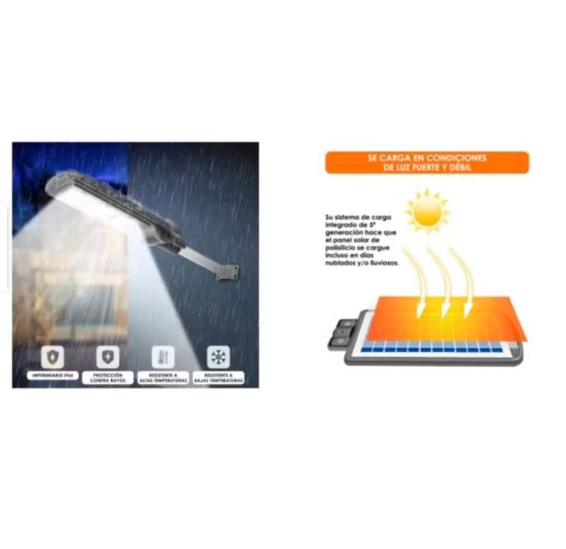 Foco Solar LED De Exterior Con Panel Solar y Sensor De Luz 180W-1