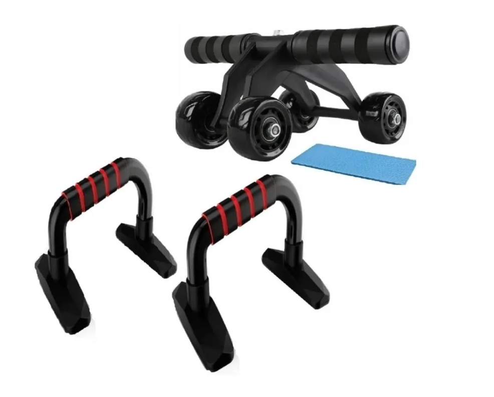 Pack Rueda De Ejercicios Mini Barras Paralelas Flexiones-0