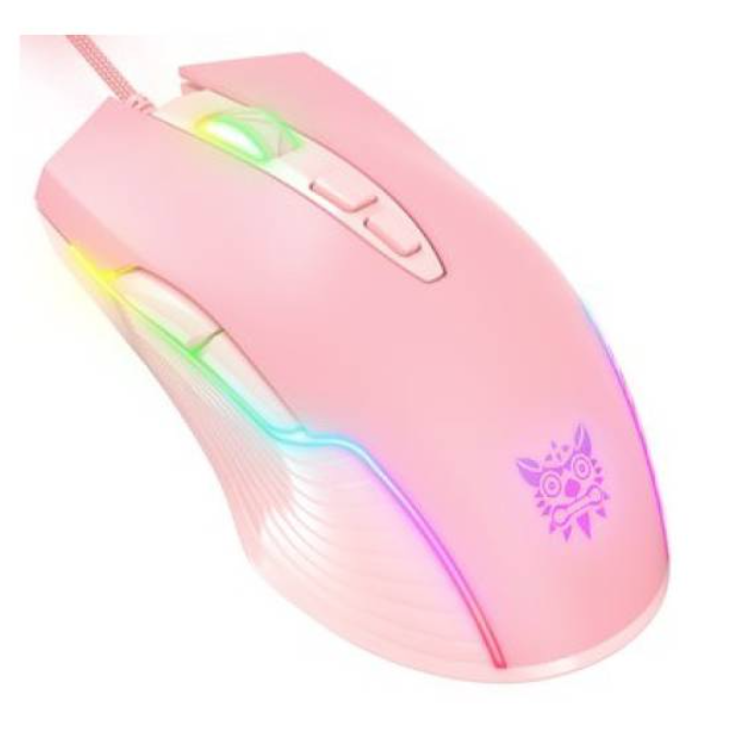 Mouse Gamer Onikuma CW905 RGB 7 botones Color Rosa con luces-2