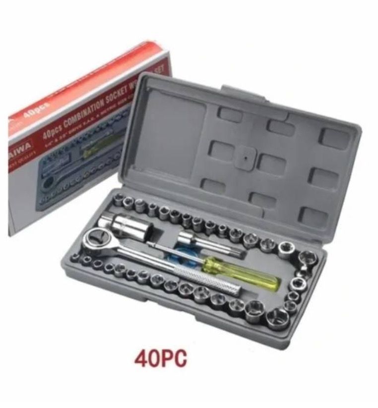 Juego Dado 40 Pcs 1/4-3/8 Chicharra Bici Moto Auto-0