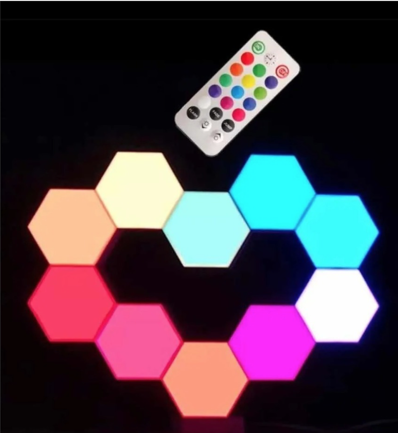 3 Luz Led Colores Hexagonal Para Ensamble Con Control Remoto-1