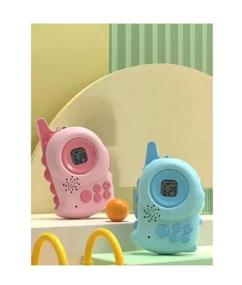 Walkie Talkie Niños Dinosaurio Kids Intercom Color Azul Y Rosado Par.-3